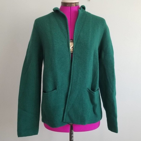 Talbots green open front ribbed knit cardigan - Picture 3 of 5